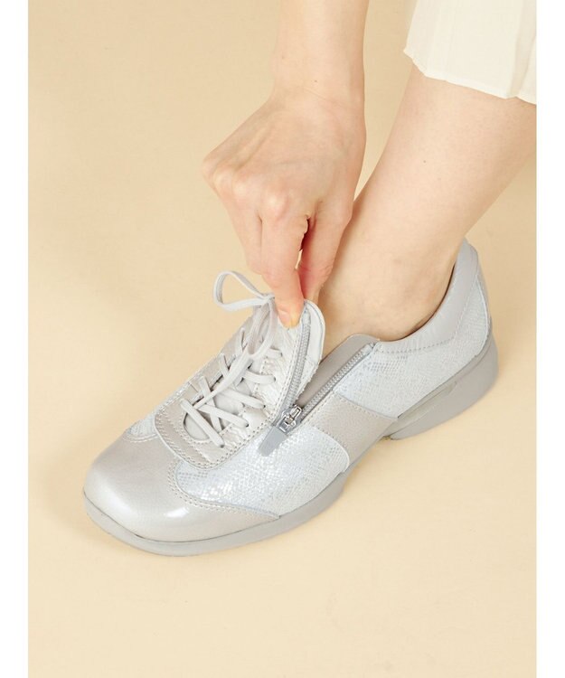 ASICS WALKING ペダラウォーキングシューズ 2E ヒール高3.0cm シルバー系