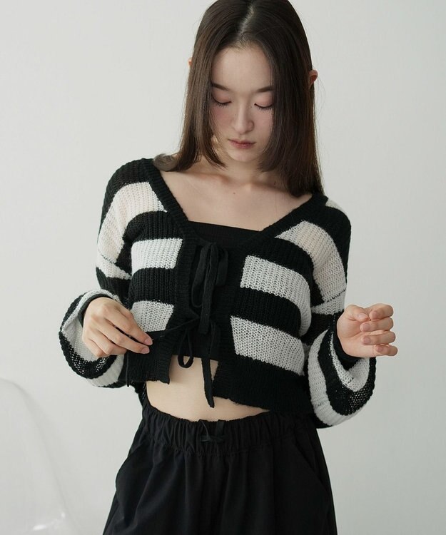 WEGO 【25年秋冬新作】モヘアタッチ2WAYリボンカーデ