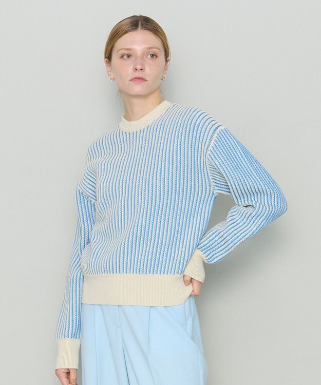 JOSEPH 【洗える】バイオテープコットン　ラウンドネックニット Dark Arctic