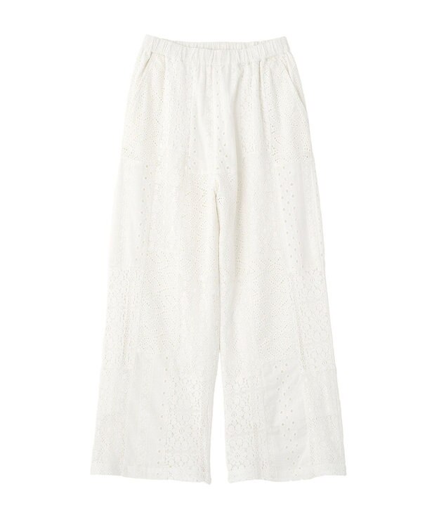 earth music&ecology 【セットアップ対応】【WEB・一部店舗限定】パッチワークレースパンツ Off White