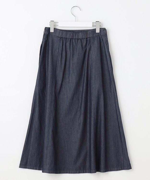 J.PRESS LADIES 【洗える】ライトデニム フレアー スカート ネイビー系