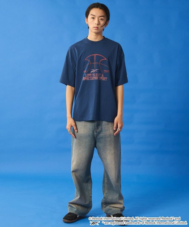 WEGO 【ユニセックス着用ITEM】別注ReebokスポーツロゴT（SS） Dブルー