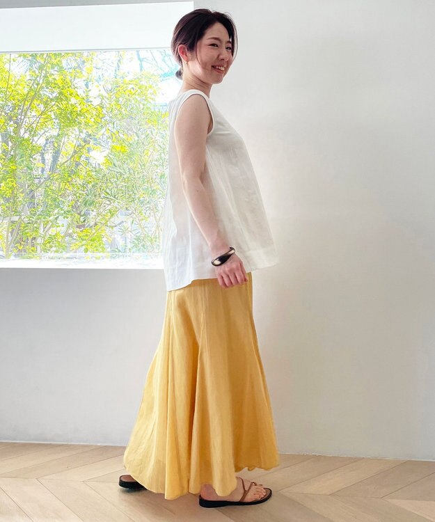 UNFILO 【撥水】レーヨン麻ライト刺繍ブラウス ホワイト系