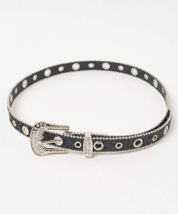 WEGO Lビジューバックルラメベルト ブラック