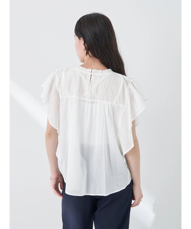 earth music&ecology コットンボイルフリルブラウス Off White