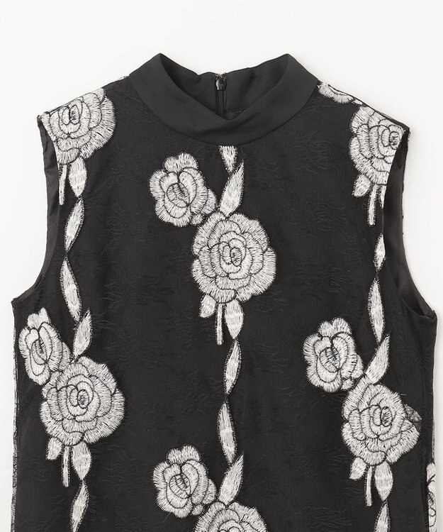 GRACE CONTINENTAL ハイネック刺繍ワンピース ブラック