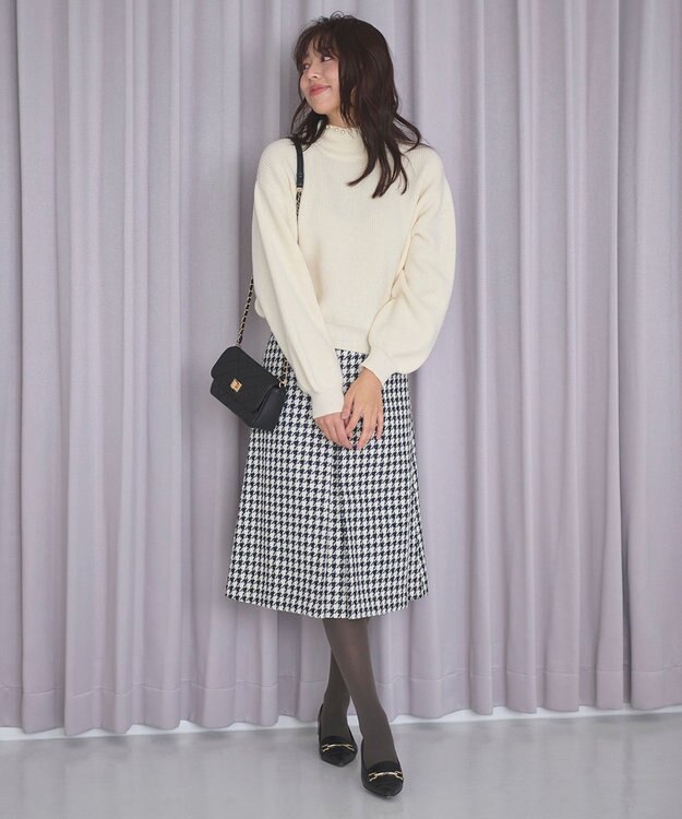 Feroux 【洗える】BOXタックミドル丈 スカート アイボリー系2