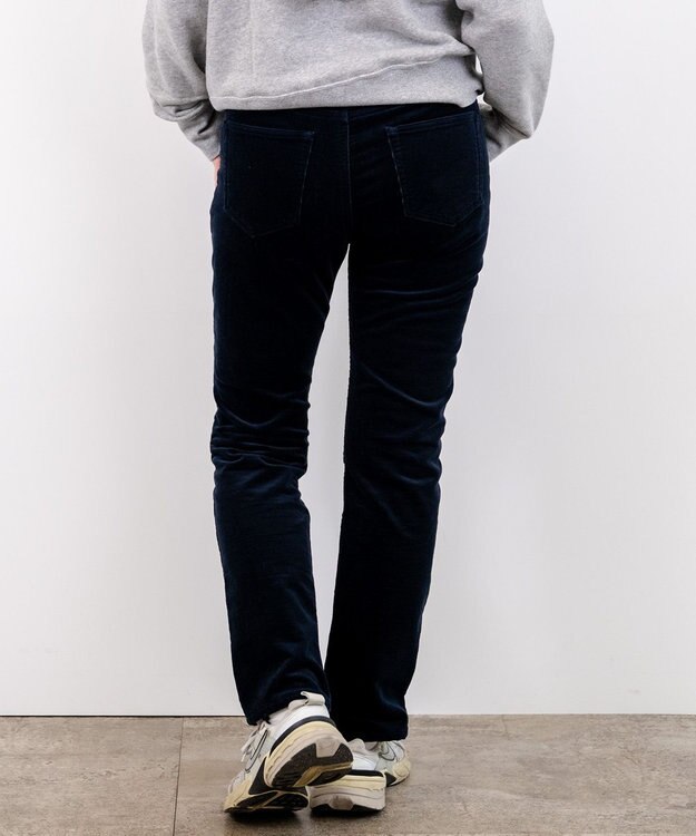 caqu スリムストレート 裏起毛コーデュロイパンツ navy