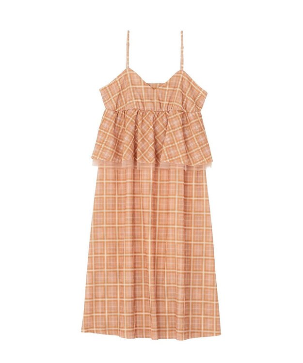 Green Parks ペプラムチェックキャミワンピース Orange