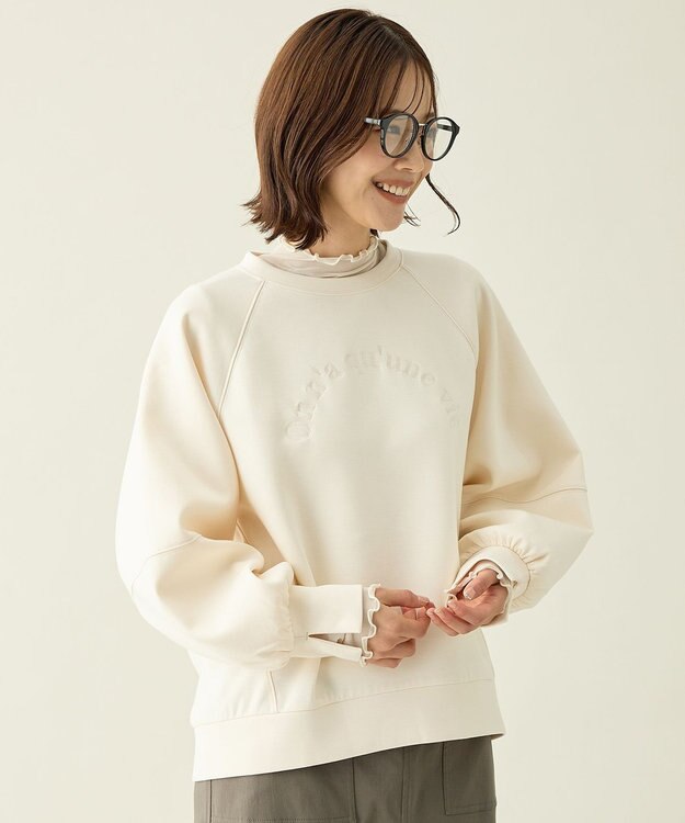 ANY ロゴ刺繍ダンボールトレーナー エクリュ