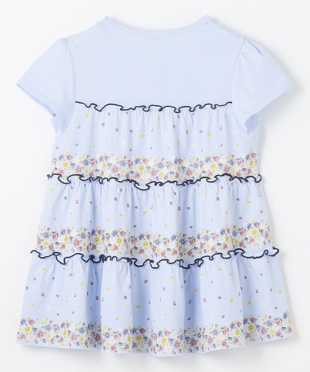 組曲 KIDS 【150-160㎝】ティアードフラワー チュニック サックスブルー