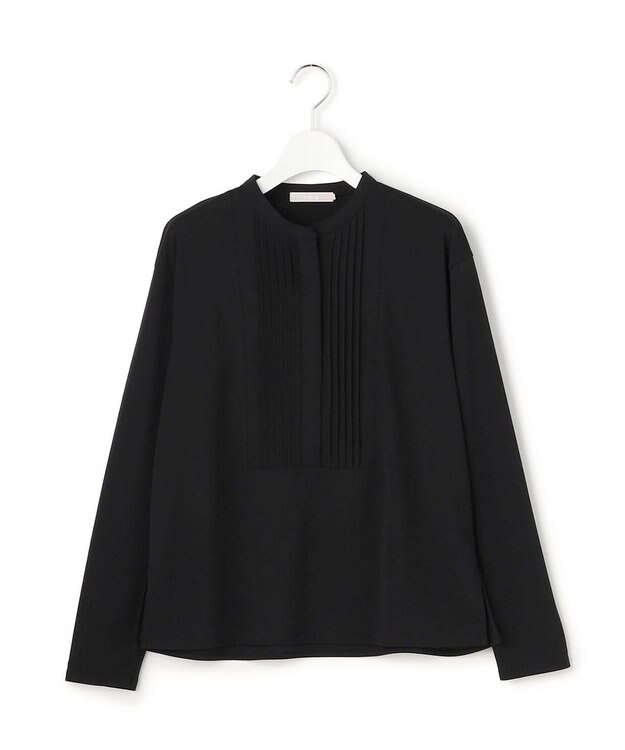 ICB L イージージョーゼット ピンタックカットソー ブラック