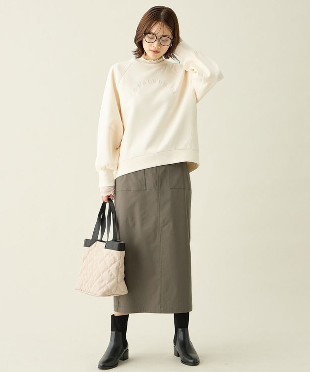 ANY L ロゴ刺繍ダンボールトレーナー エクリュ