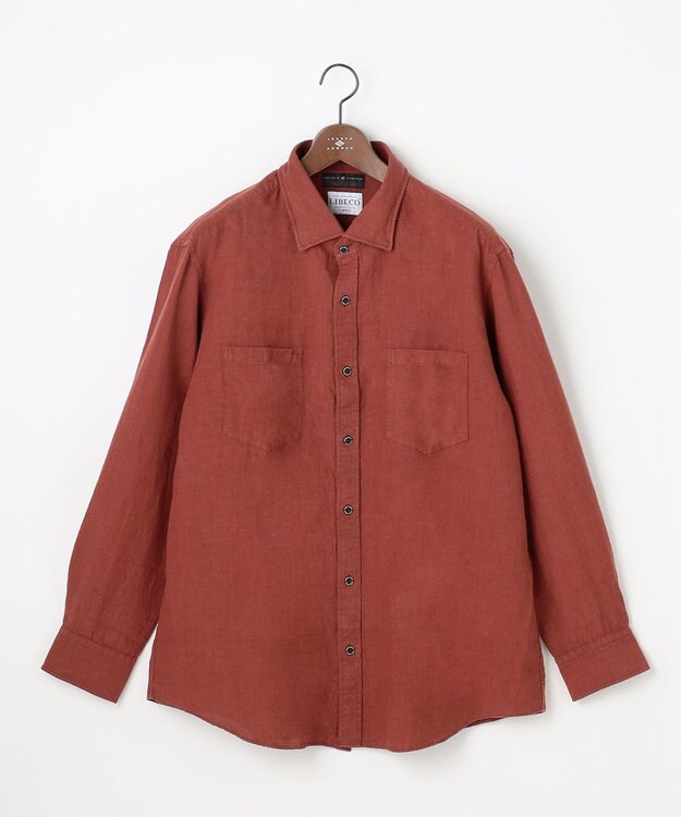 JOSEPH ABBOUD 【清涼感/ベルキーリネン】トロピカルリネン シャツ ブラウン系