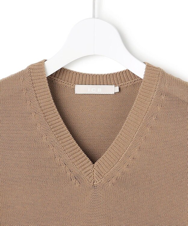 ICB ブライトコイル Vネックニット バーントアンバー