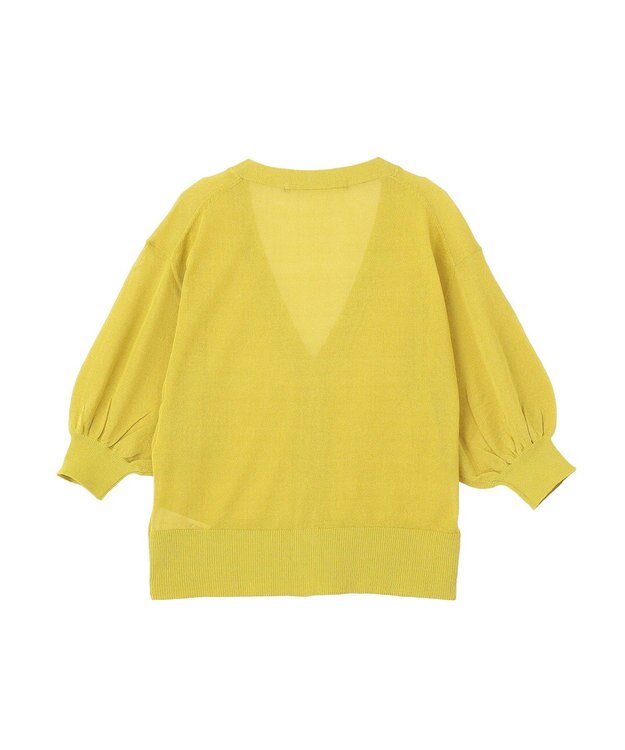 YECCA VECCA シアーニットVネックカーディガン Yellow
