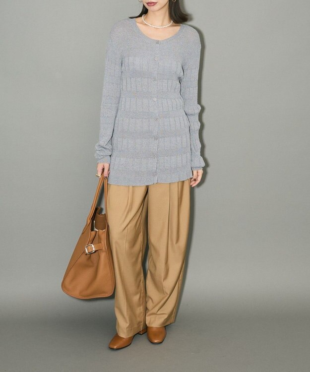 Green Parks プリーツニットカーディガン Light Gray