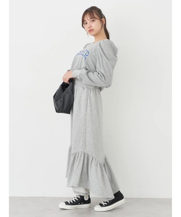 earth music&ecology ウラケロゴ短丈プルオーバー Gray