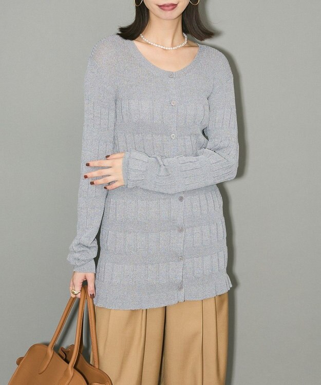Green Parks プリーツニットカーディガン Light Gray