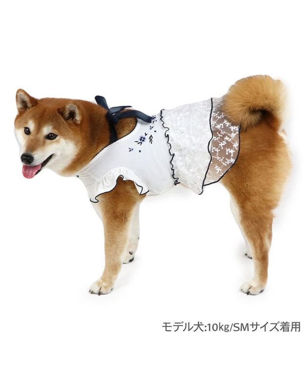 PET PARADISE ペットパラダイス 接触冷感 刺繍ワンピース 中型犬 大型犬 ホワイト×ブラック