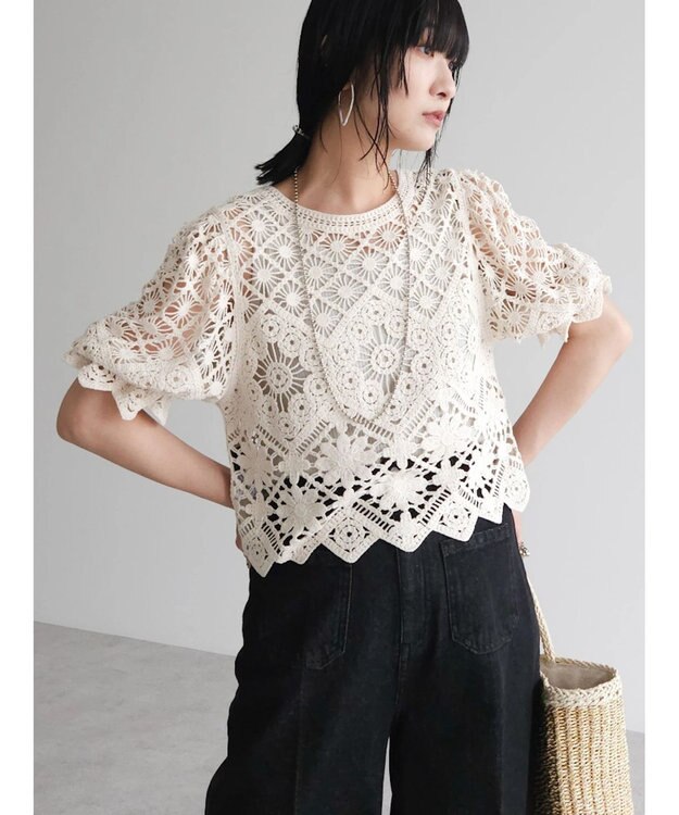 Green Parks ・ＳＵＧＡＲ　ＳＰＯＯＮ　２ｗａｙクロシェカーディガン Ivory