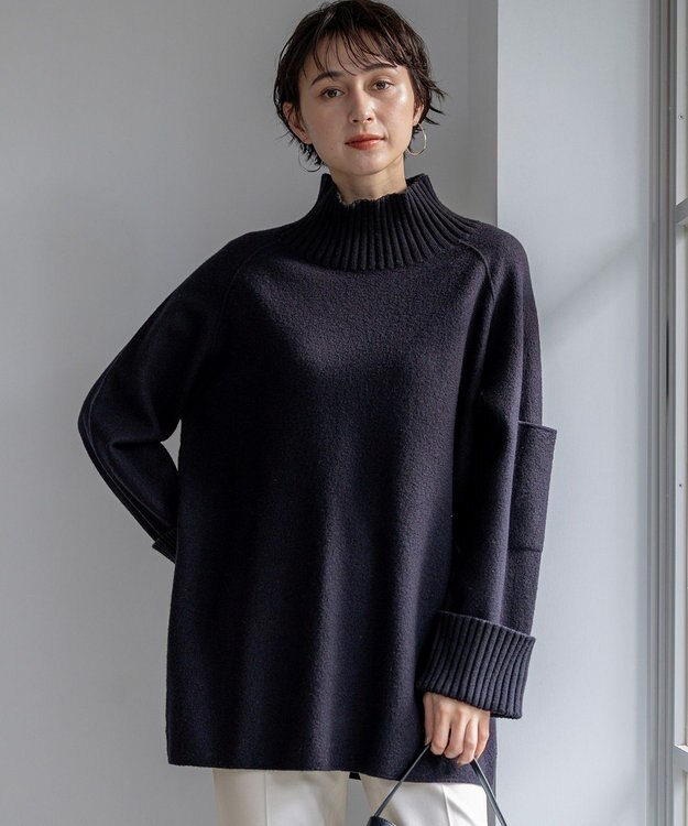 極美品】Y'sワイズ　ニット　タートルネック　黒　変形　チュニック　ウール　M 極美品】Y'sワイズ ニット タートルネック 黒 変形 チュニック ウール