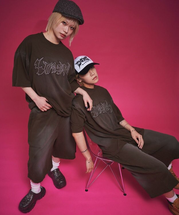 WEGO 【ユニセックス着用ITEM/ウエストゴム】ダメージアップリケショートパンツ ブラウン