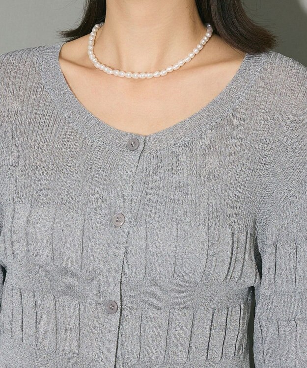 Green Parks プリーツニットカーディガン Light Gray