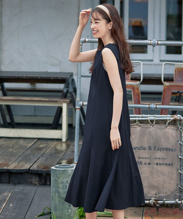 Tiaclasse 【洗える】裾フレアAラインワンピース ネイビー