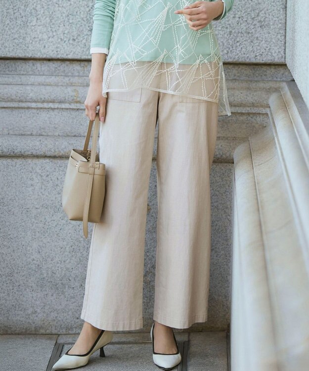 23区 スラブツイルストレッチ ベイカーパンツ ベージュ系