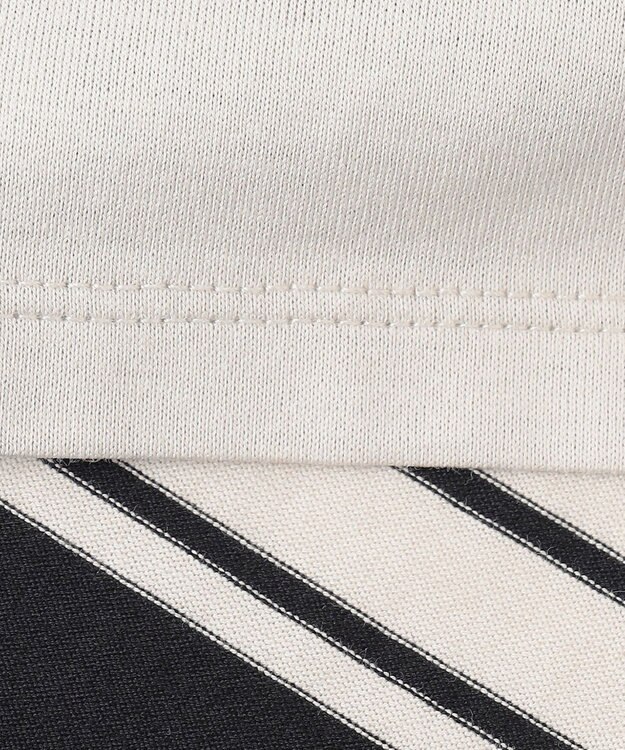 J.PRESS LADIES S 【洗える】パネルボーダー Tシャツ ベージュ×ブラック系