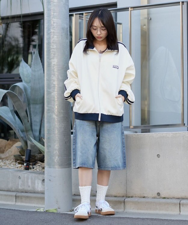 WEGO 【ユニセックス着用ITEM/SMLサイズ展開】スーパーバギーデニムショーツ デニム中濃加工色