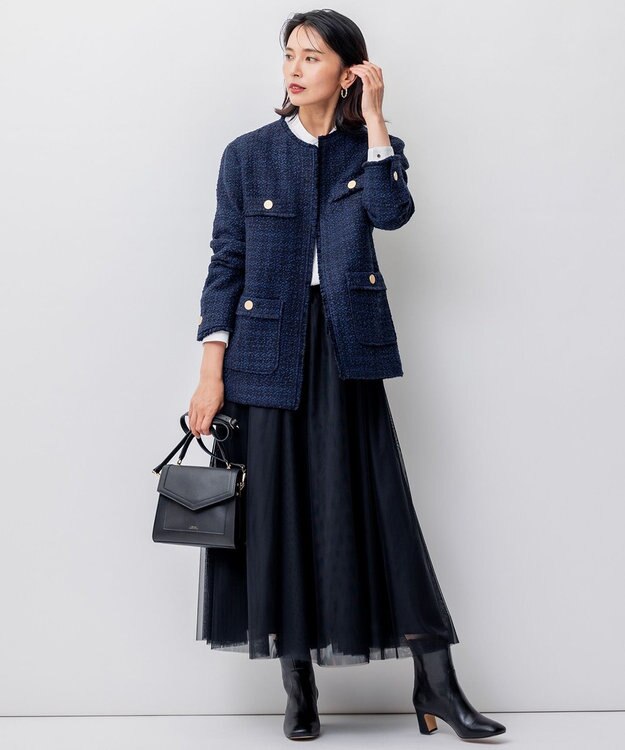 23区 S GIOLICA ツイード ジャケット ネイビー