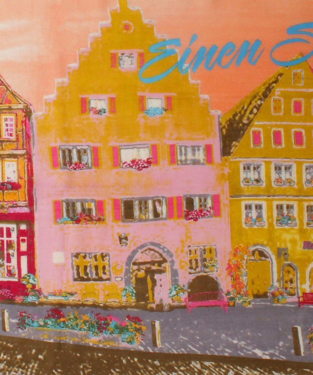 MOONBAT Hanato(ハナト) シルクウールストール ローデンブルクの街／幅60cm ピーチ