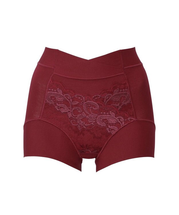 BRADELIS New York 【BRADELIS NewYork peace】綿混フィットレースショーツ ウエストからヒップ下まですっぽり包み補整するショーツ バーガンディ