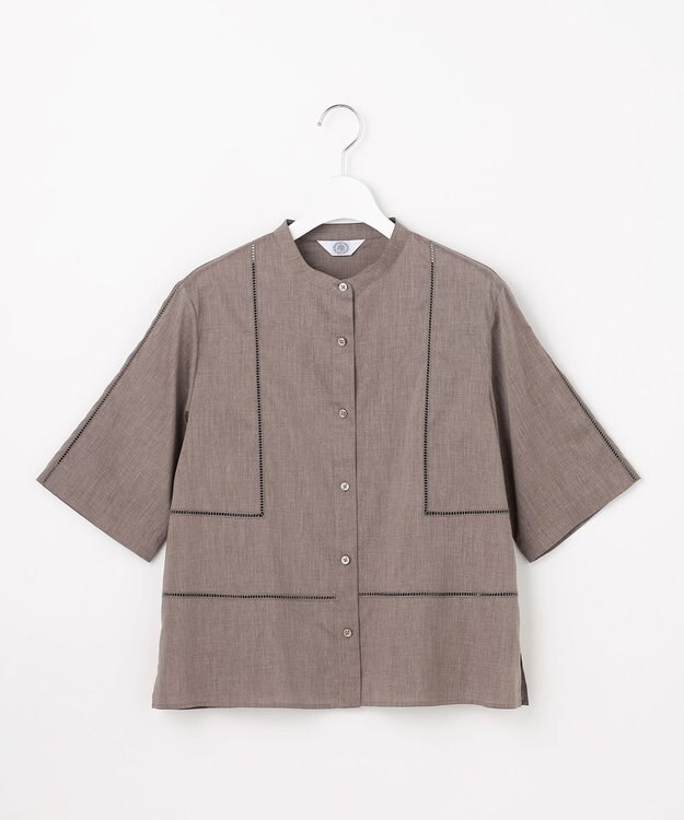 J.PRESS LADIES S 【WEB限定カラーあり・一枚で着映え】ラミー ポプリン ボクシーシャツ ブラウン系