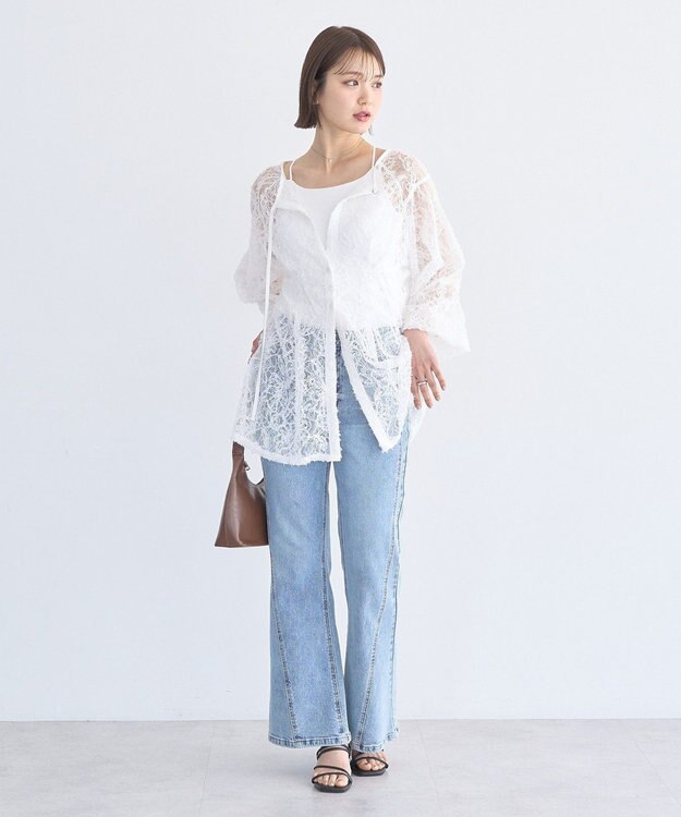 earth music&ecology レースフラワーブラウス Off White