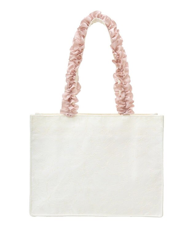 Maison de FLEUR EC限定レースフリルハンドルスクエアトートMバッグ Ivory
