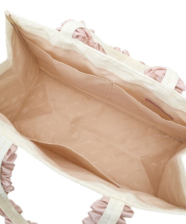 Maison de FLEUR EC限定レースフリルハンドルスクエアトートMバッグ Ivory