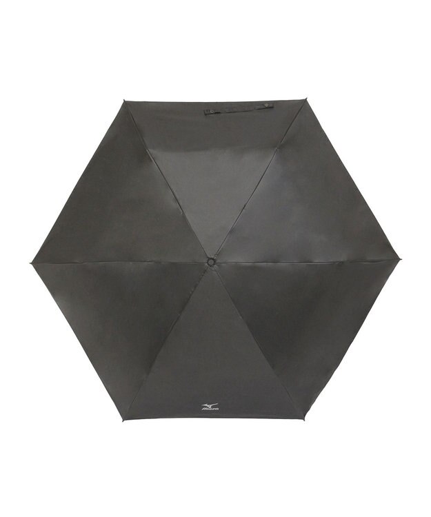 MOONBAT 【WEB限定】MIZUNO  (ミズノ) 無地 ロゴ 日傘 折りたたみ傘 パラソル 晴雨兼用 軽量 一級遮光  遮熱効果 遮光率100% UV遮蔽100% ブラック