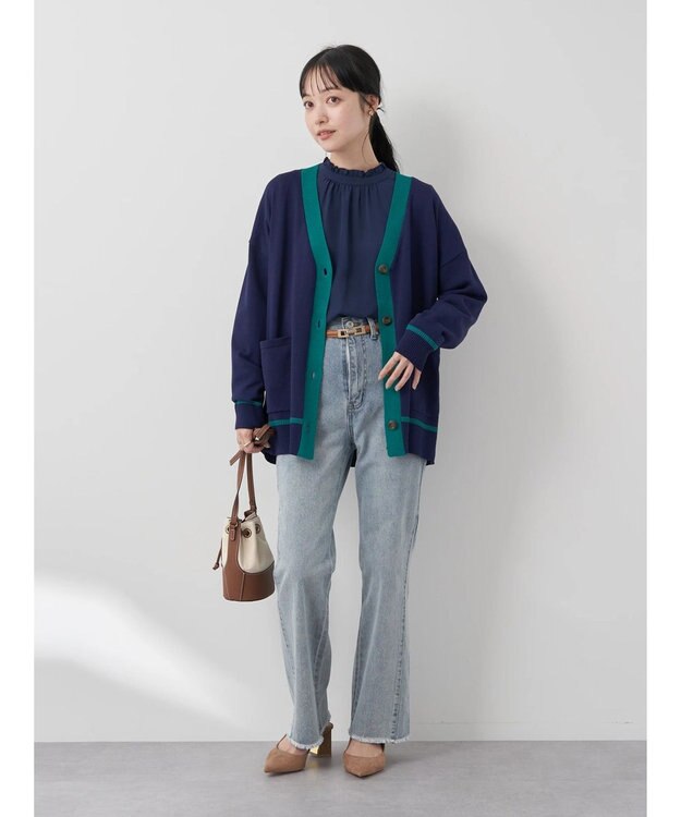 earth music&ecology ２ＷＡＹスタンドフリルブラウス Navy