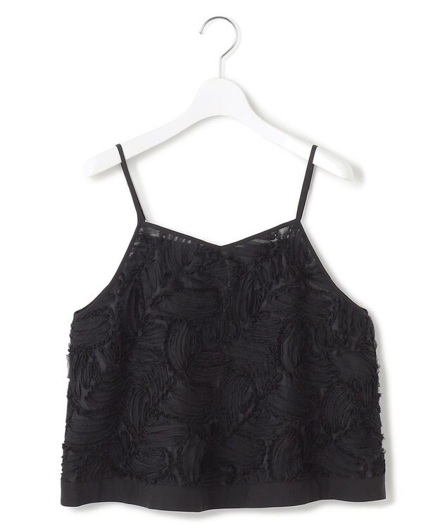 23区 L 【好評につき追加生産/洗える】リボンエンブロイダリー キャミソール ブラック系