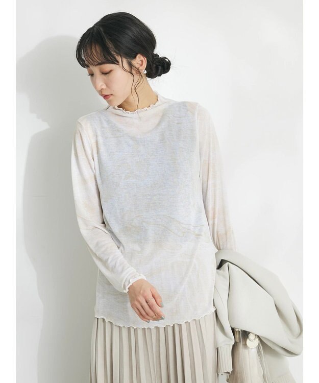 CRAFT STANDARD BOUTIQUE プリント柄スタンドネックプルオーバー Beige
