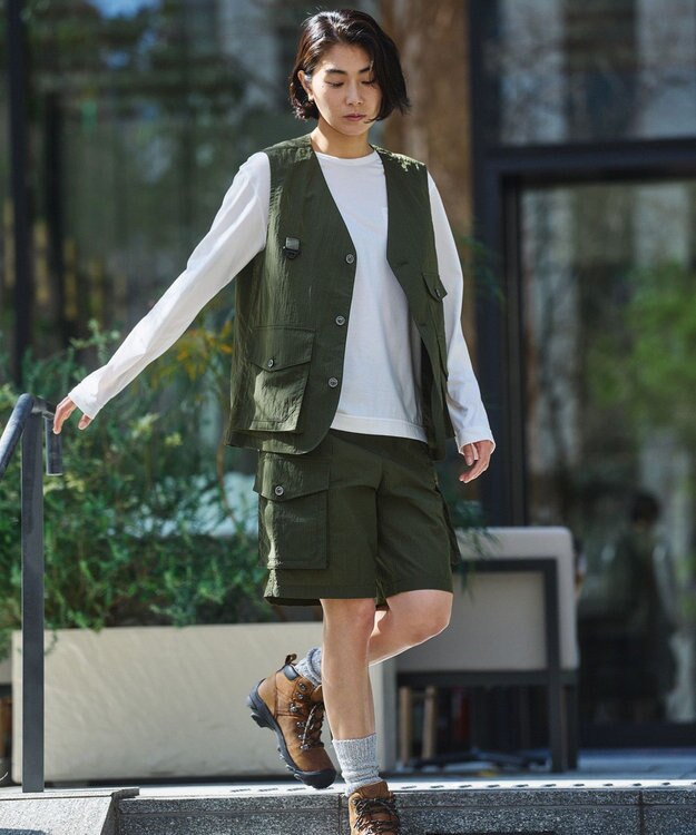 JOSEPH ABBOUD MOUNTAIN 【CREA掲載・ウエストストレッチ・ECO撥水・軽量】アウトドアイージーショーツ カーキ系