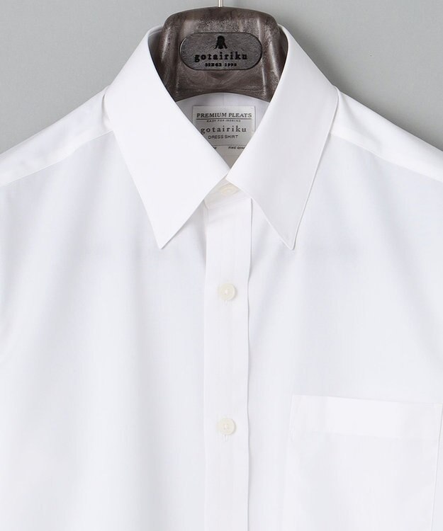 GOTAIRIKU 【形態安定】PREMIUMPLEATS_スナップダウン_通年ドレスシャツ（無地/織柄） 無地/ホワイト系