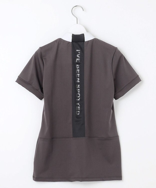 PW CIRCULUS 【WOMEN】【ストレッチ / UVケア】バックメッシュロゴ モックネック シャツ ゴルフウェア レディース ブラック系