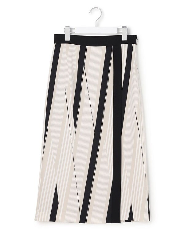 ICB 【先行予約】ランダムストライププリント ストレートスカート トープ×オフホワイト×ブラック