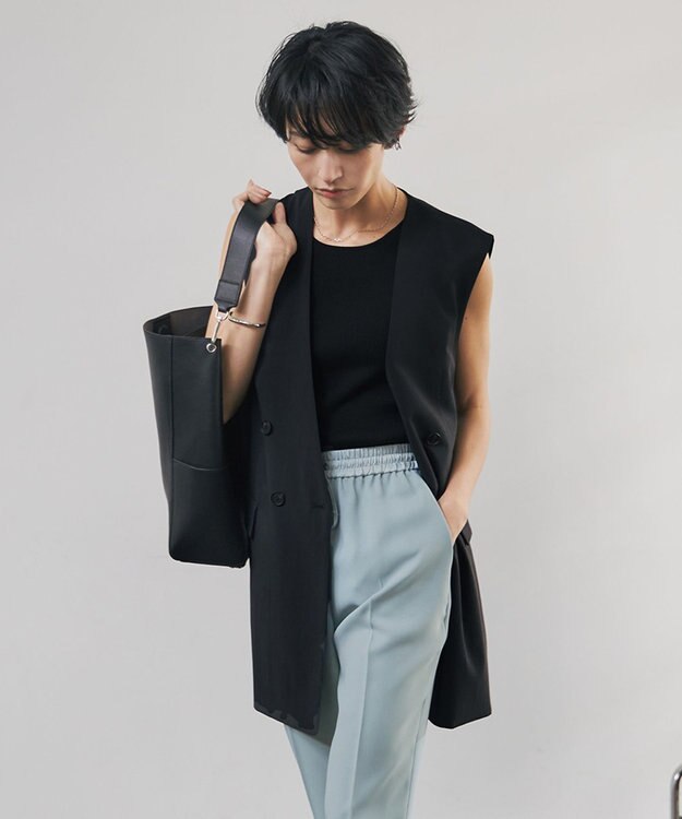 ICB 【洗える】 ハイツイストドライストレッチ ノーカラージレ ブラック系