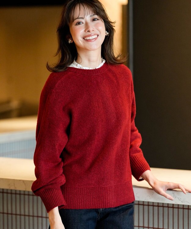 ANY SIS S 【前後着用可能】Airニット カーディガン レッド