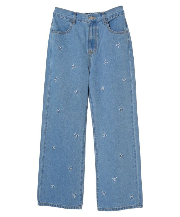 Green Parks ・Ｄｏｕｂｌｅ　Ｆｌａｇｓ　リボン刺繍ストレートデニム Light Indigo